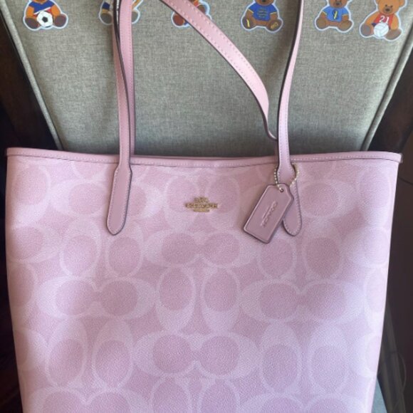 Coach City Tote Bag In Signature Canvas CAL49, powder pink - Picture 1 of 6
